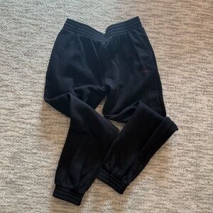 LIKE NEW! Tribe Kelly Black Jogger Sweatpants w/ Brown "TRIBE" Stitching - L